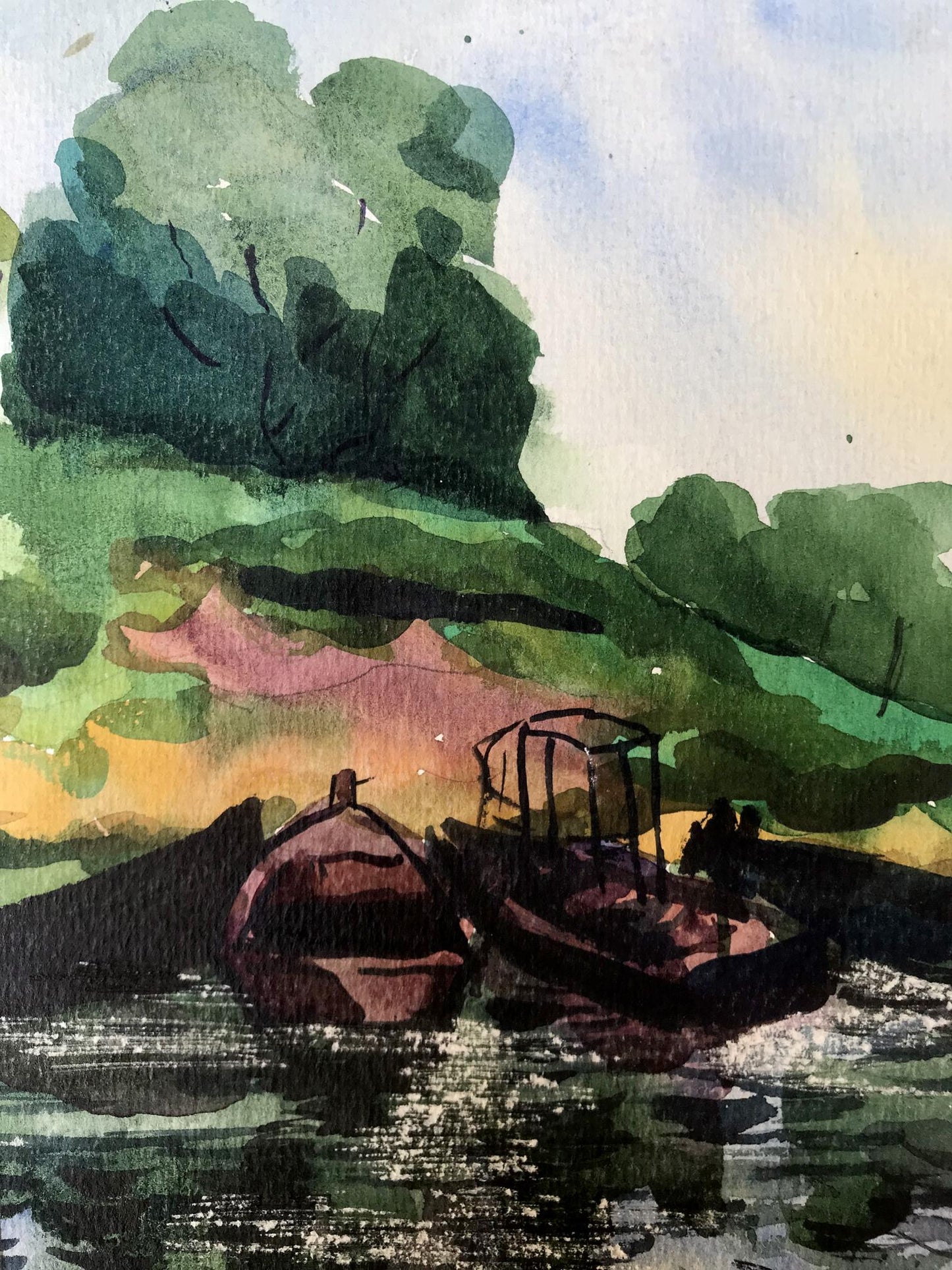 Watercolor painting Boat Litvinov Oleg Arkad'yevich