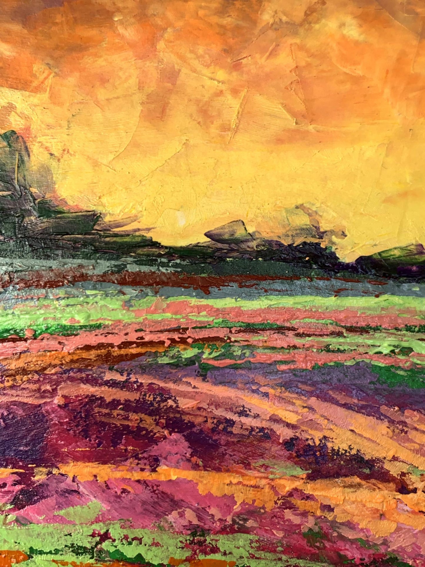 Oil painting Sunset behind the forest V. Zadorozhnya