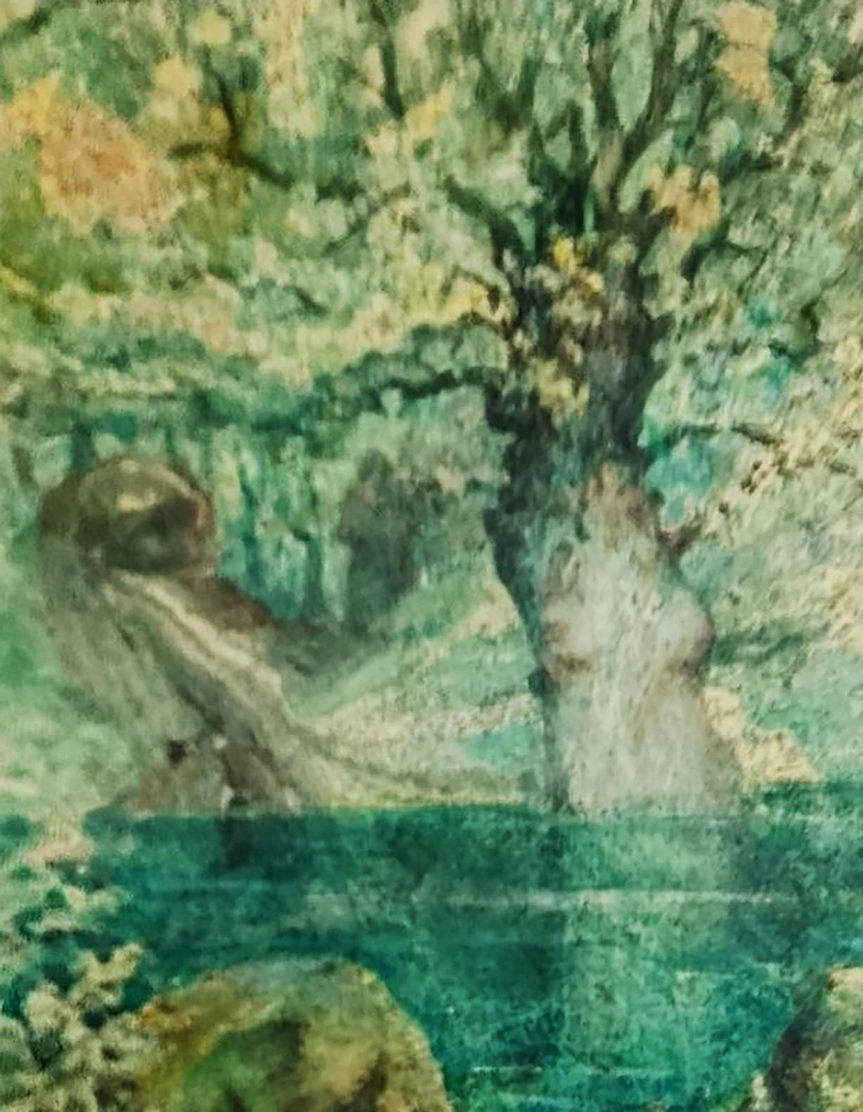 Oil painting Flowering tree in the lake Anatolii Duhnevich