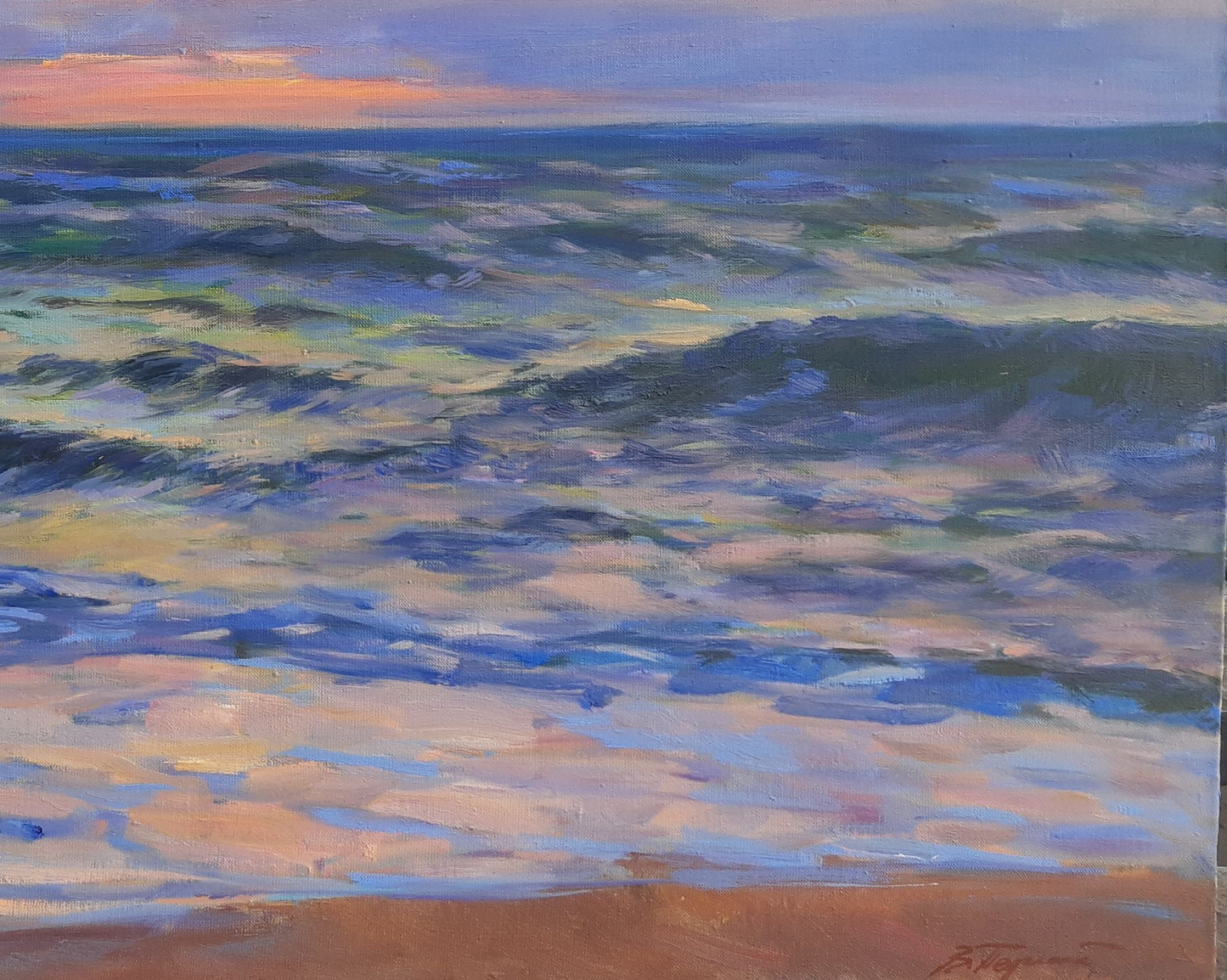 Oil artwork "Evening at Sea" by Vyacheslav Pereta