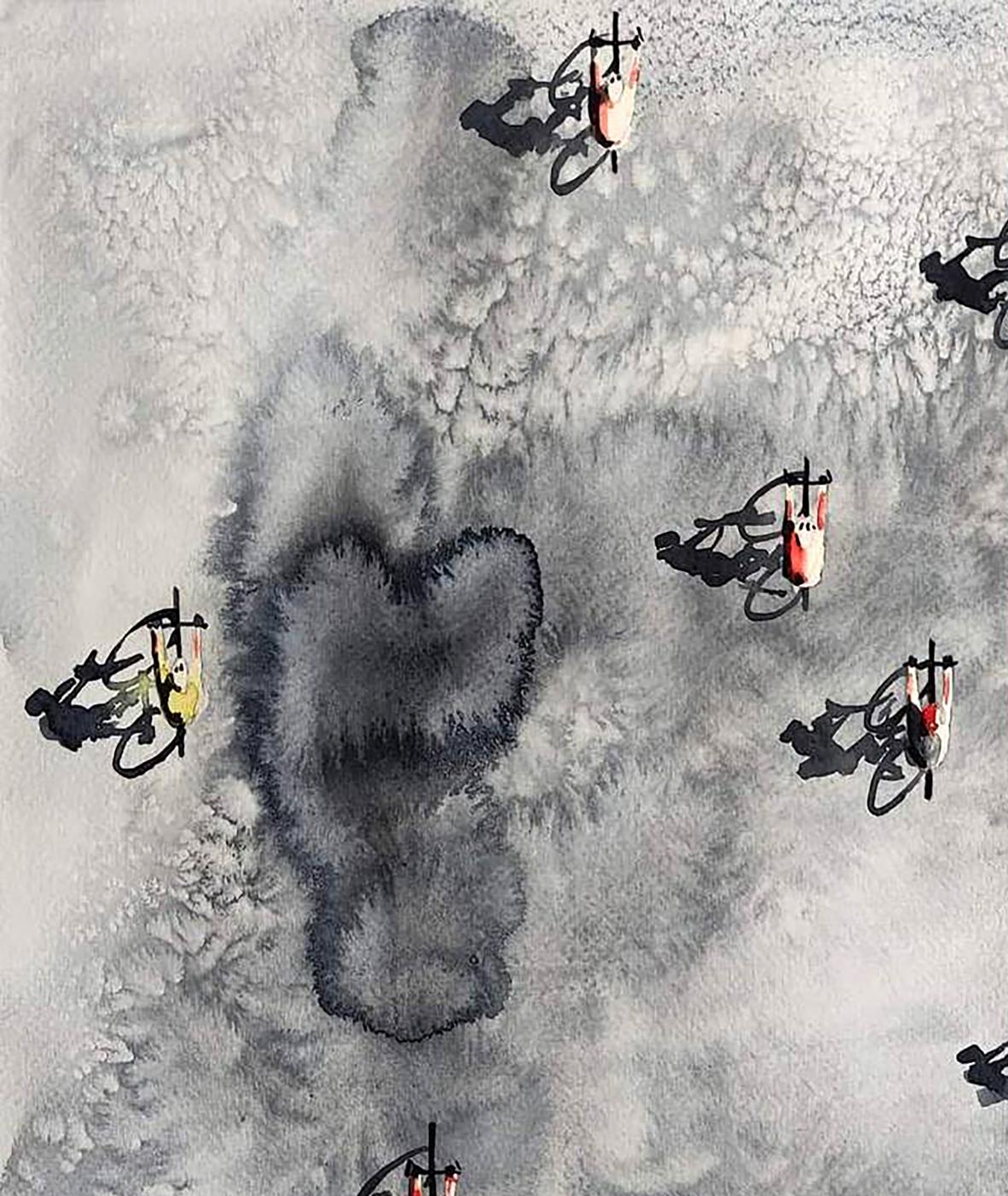 Watercolor painting Morning bike Elena Klimenko