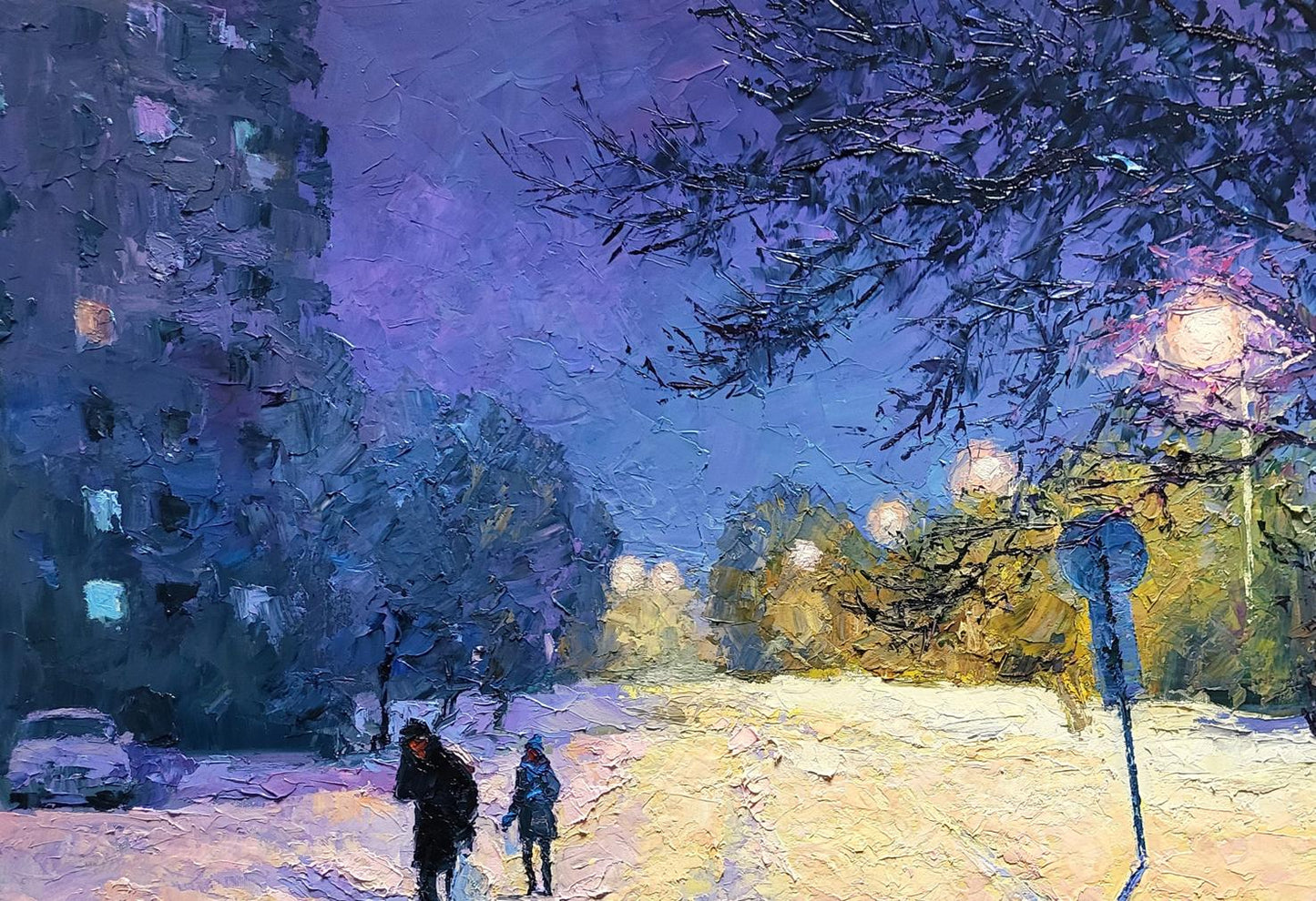 Oil painting Quiet winter evening Boris Serdyuk