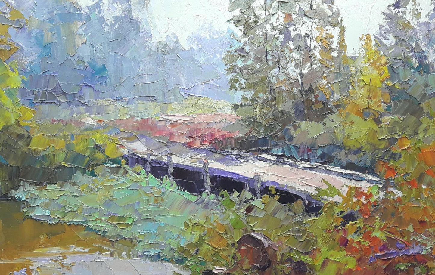 Oil painting Bridge in the forest Serdyuk Boris Petrovich
