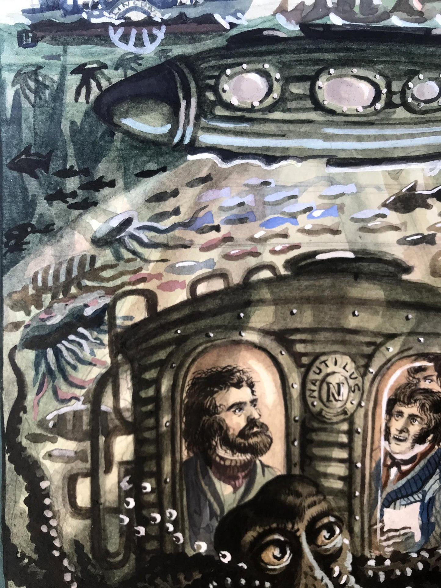 Watercolor painting Undersea world Alexander Arkadievich Litvinov