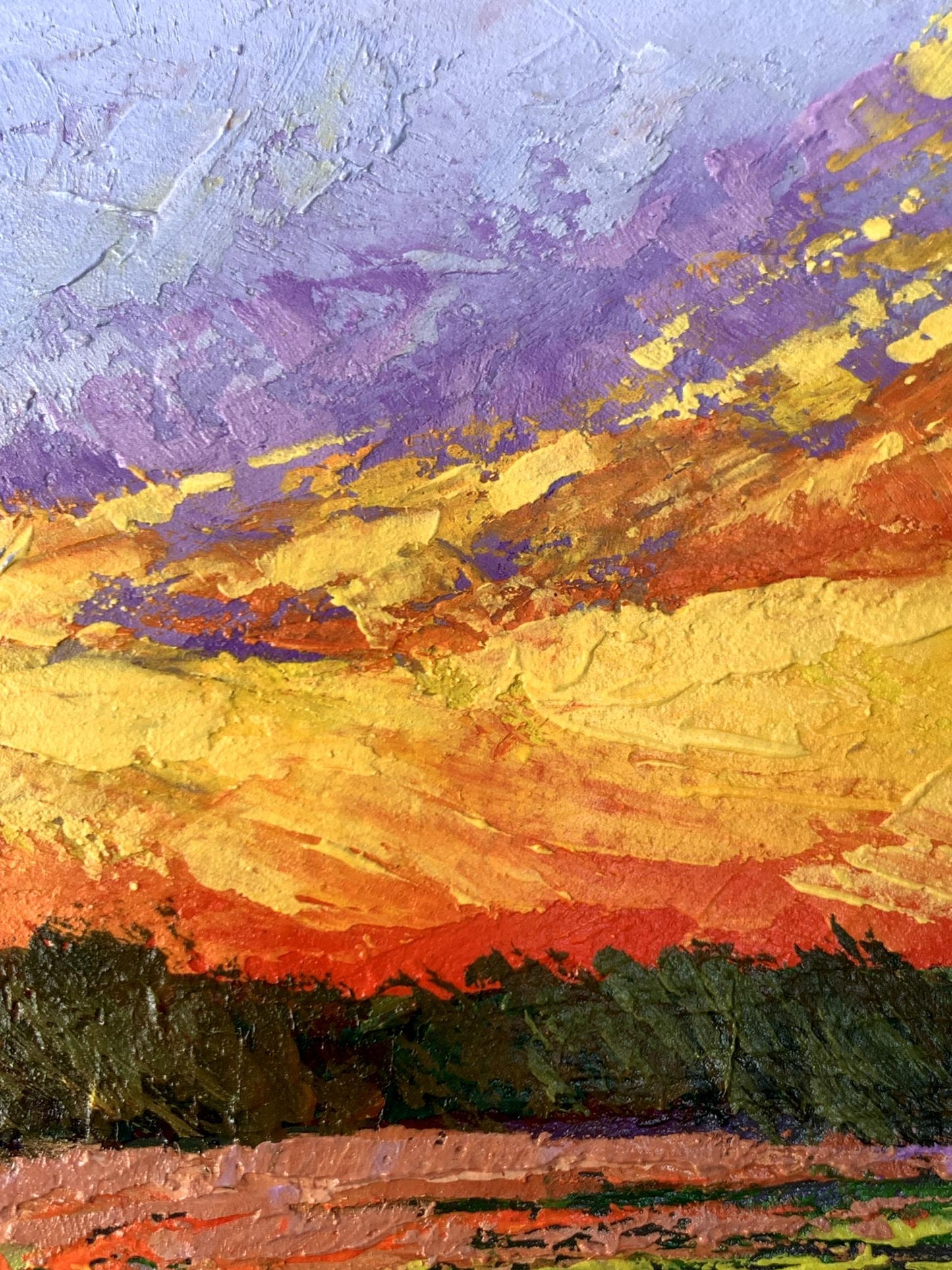 Oil painting Watching the sunset in the field V. Zadorozhnya