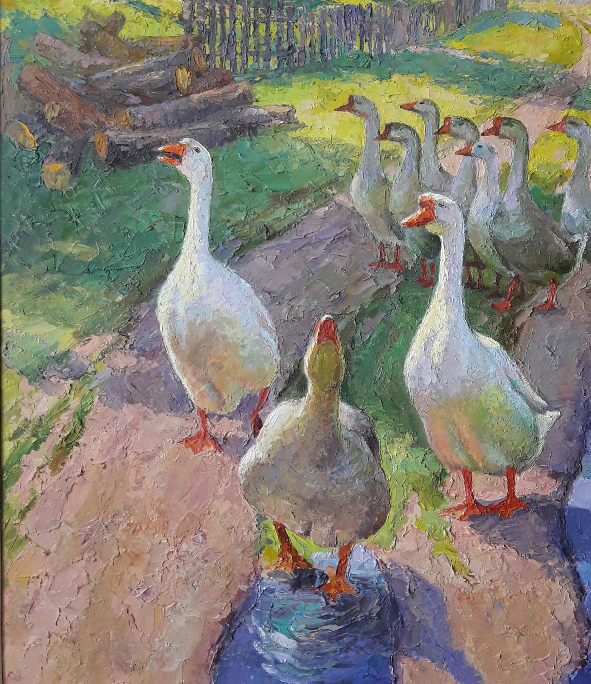 Oil painting Geese Serdyuk Boris Petrovich