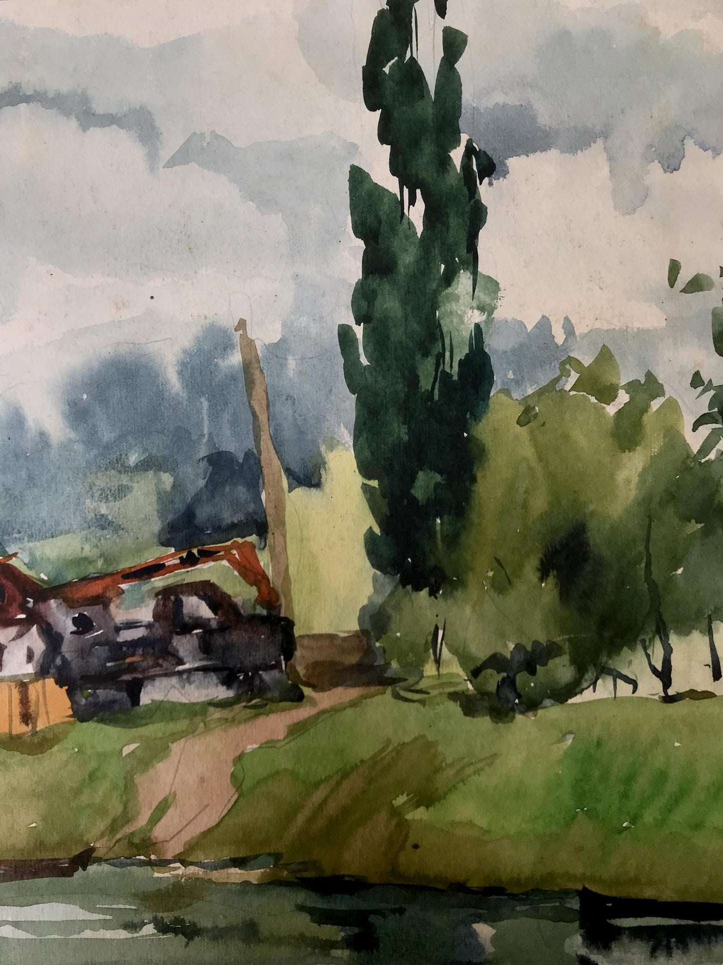 Watercolor painting House by the coast Litvinov Oleg Arkad'yevich