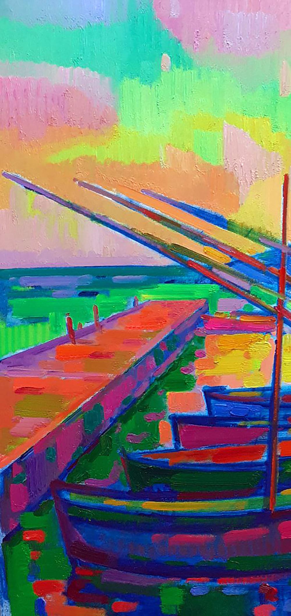 Oil painting On the pier Peter Dobrev
