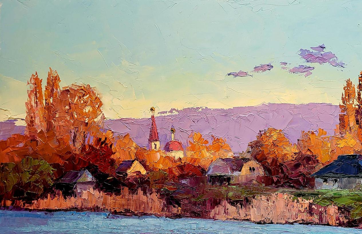 Oil painting Behind the river Boris Serdyuk