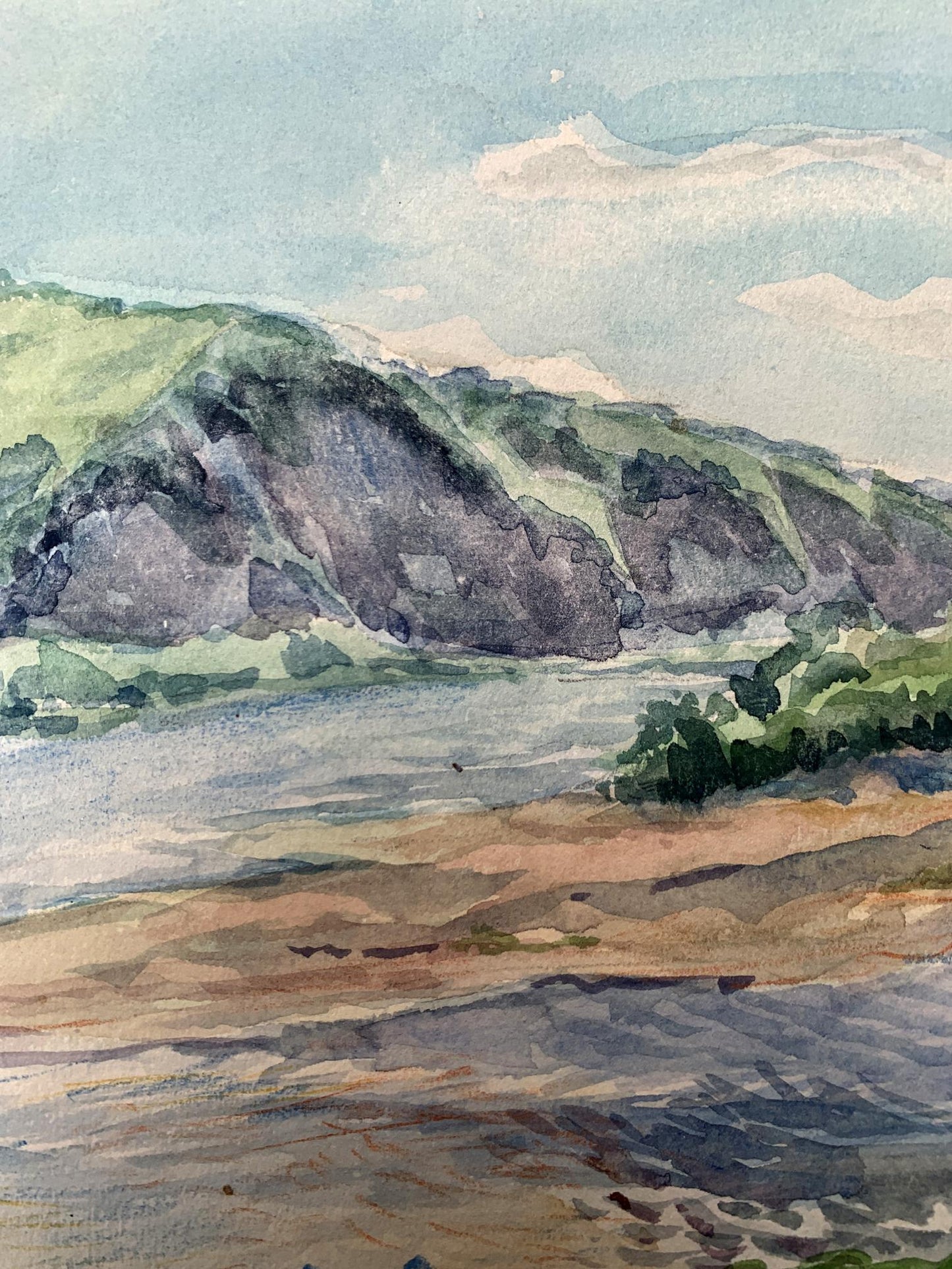 Watercolor painting Mountain stream O. Umansky