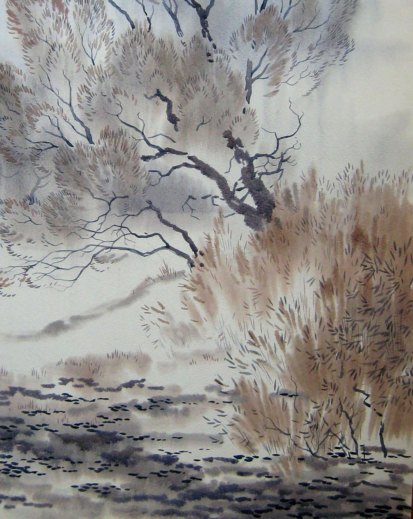 Valery Savenets' portrayal of the winter season in watercolor