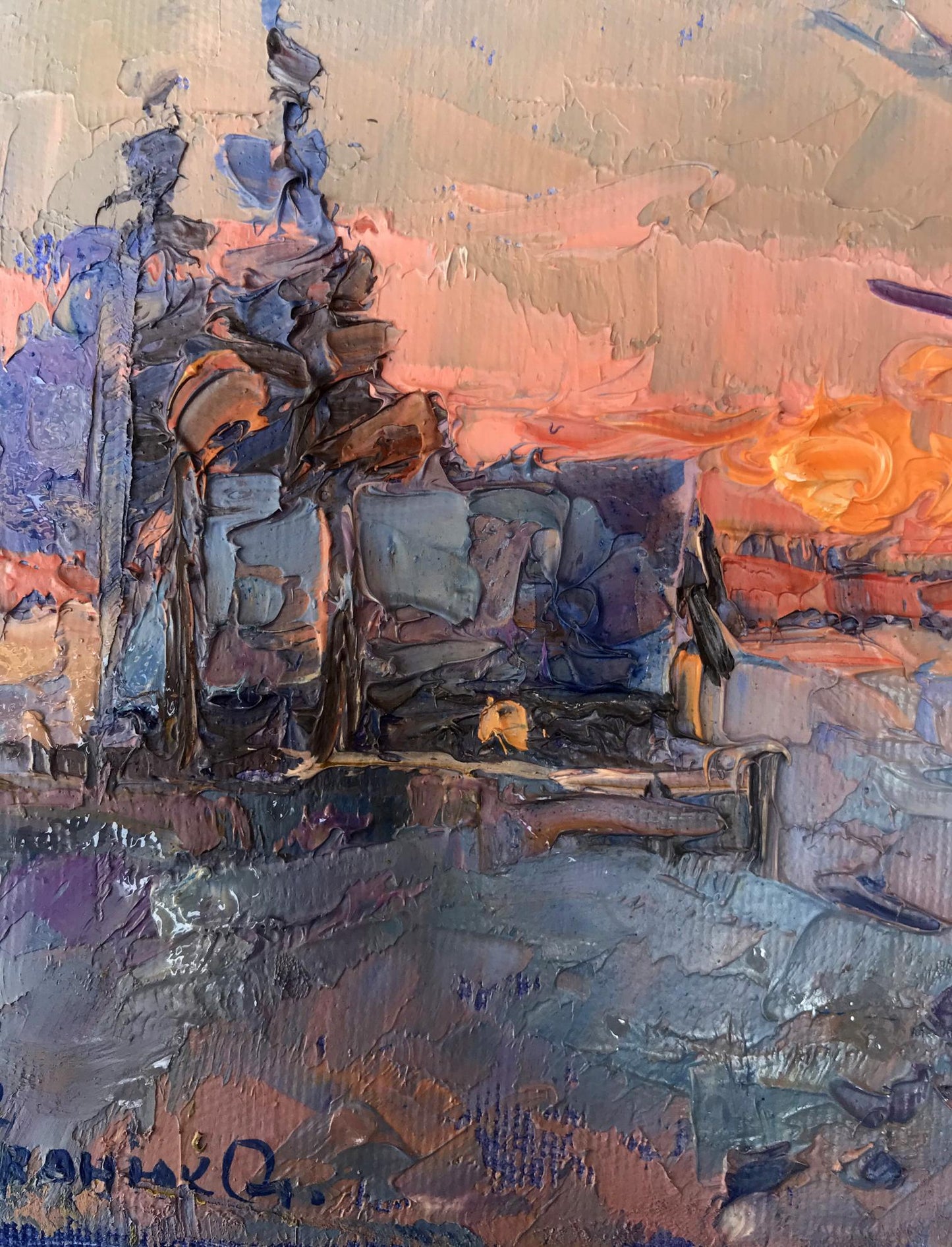Village evening landscape