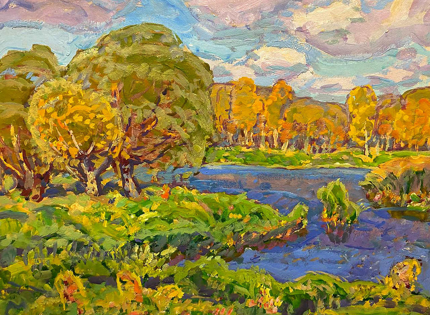 Oil painting Rest in the autumn forest Kolosovsky Georgy Sergeevich