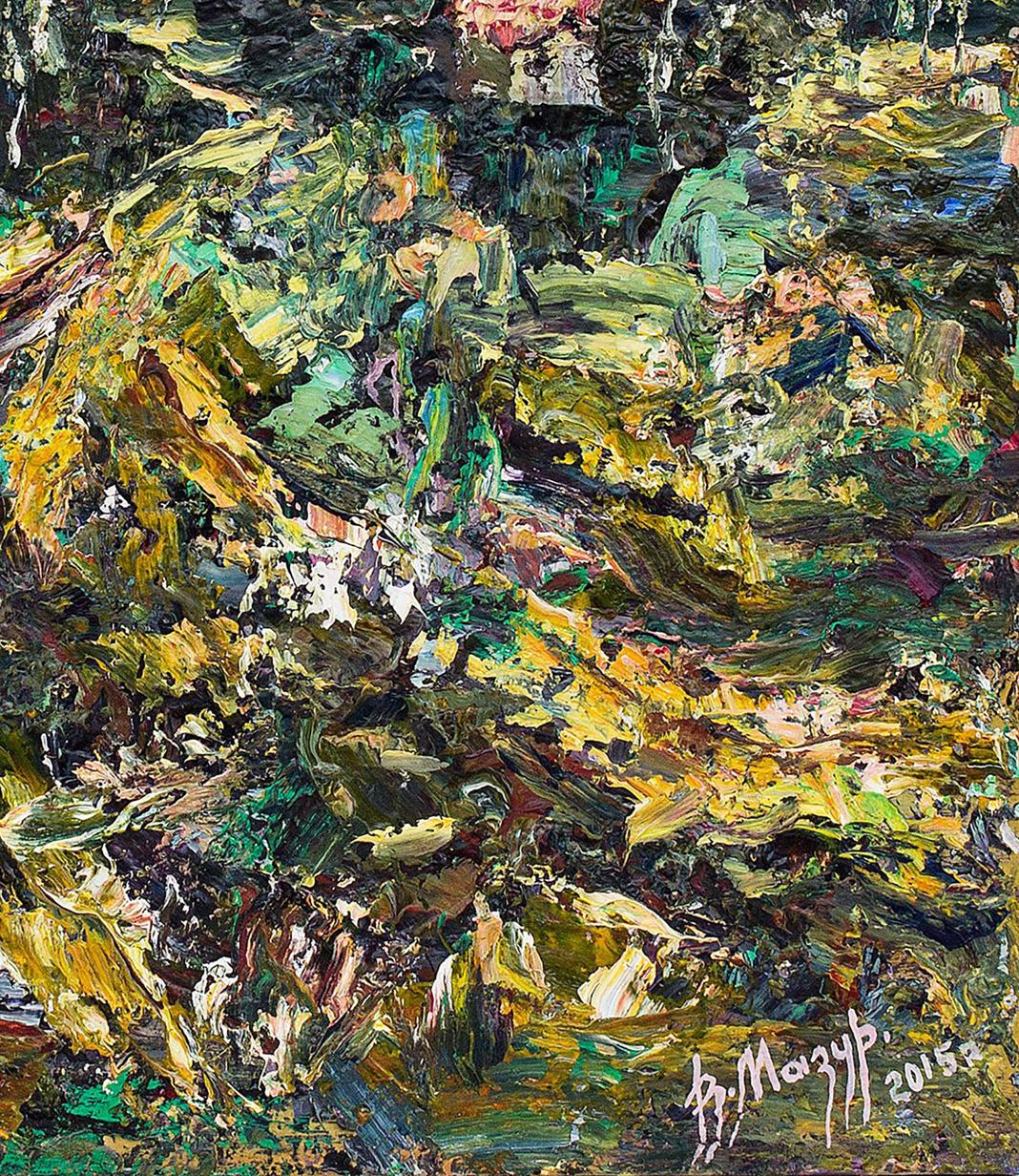 The painting by Mazur evokes the feeling of autumnal air