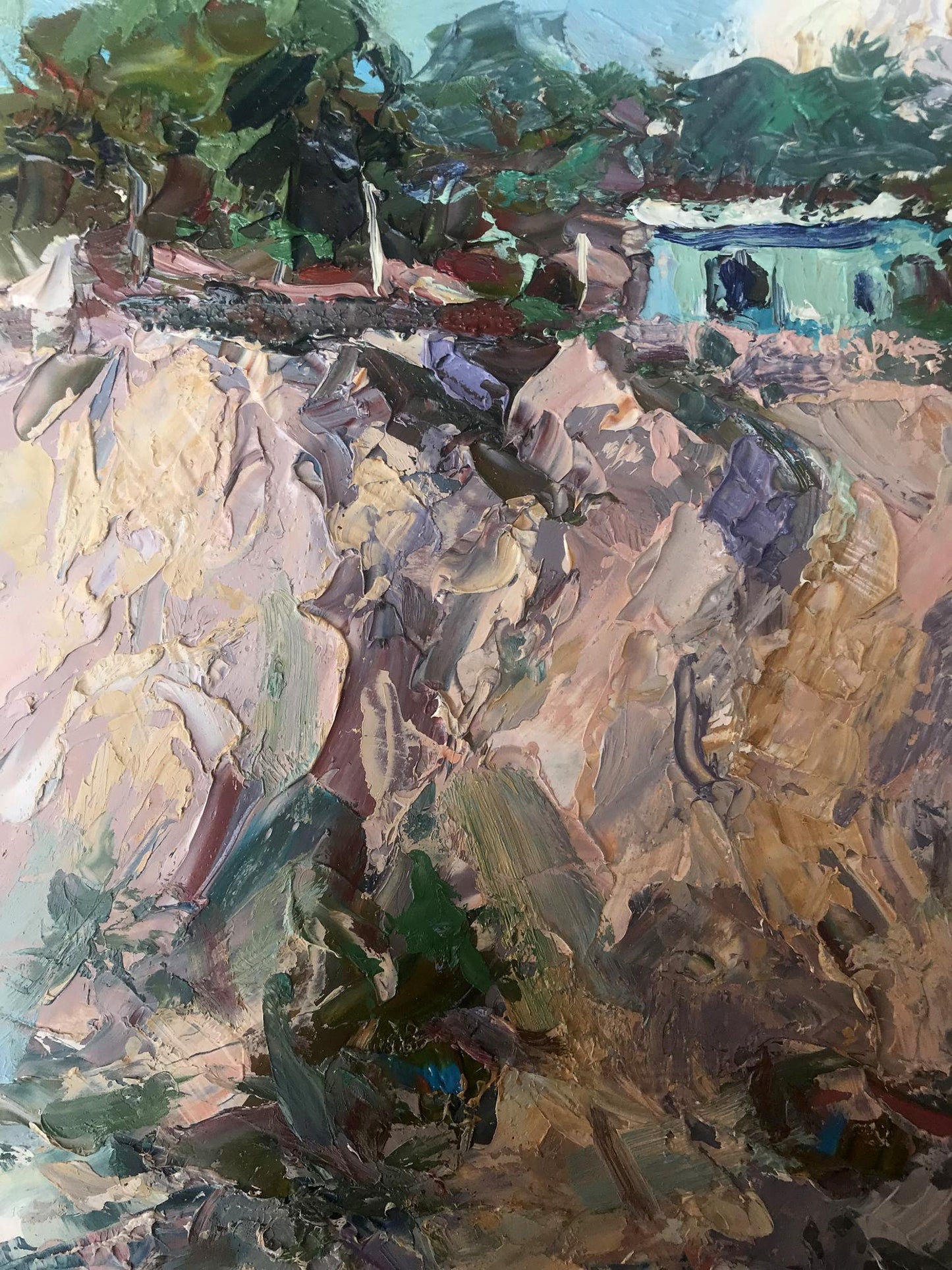 Oil painting Mountain Rural landscape