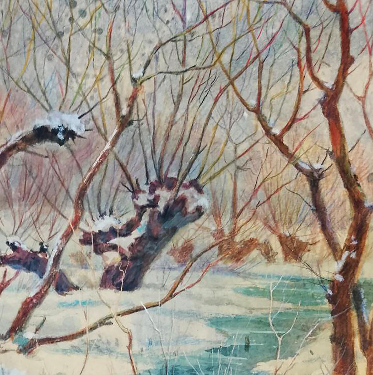 Oil painting Frozen river Anatolii Duhnevich