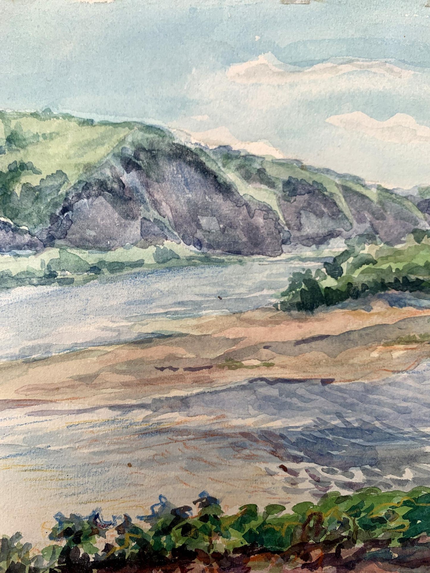 Watercolor painting Mountain stream O. Umansky