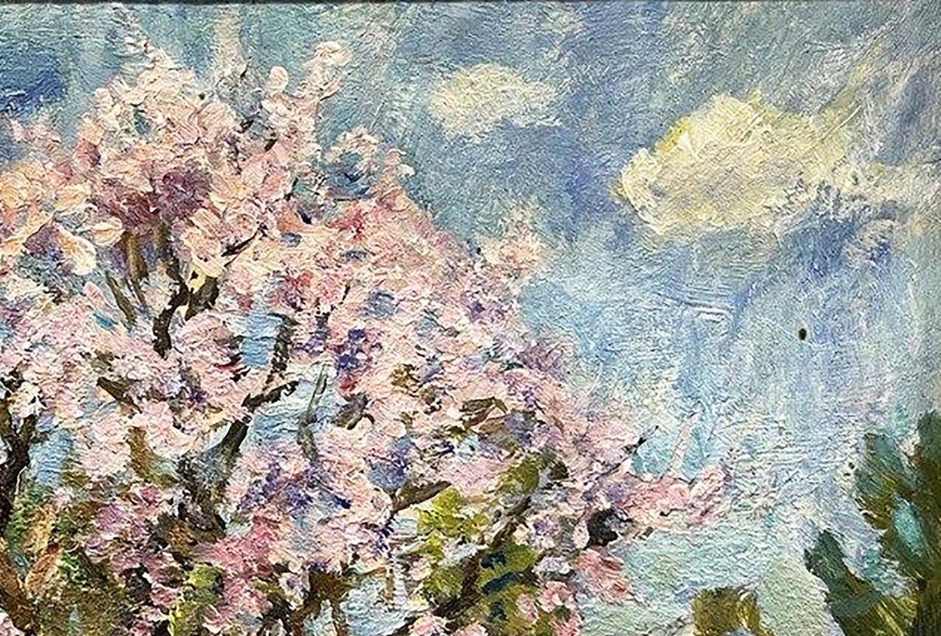 Oil painting Spring Rural house Yury Konovalov