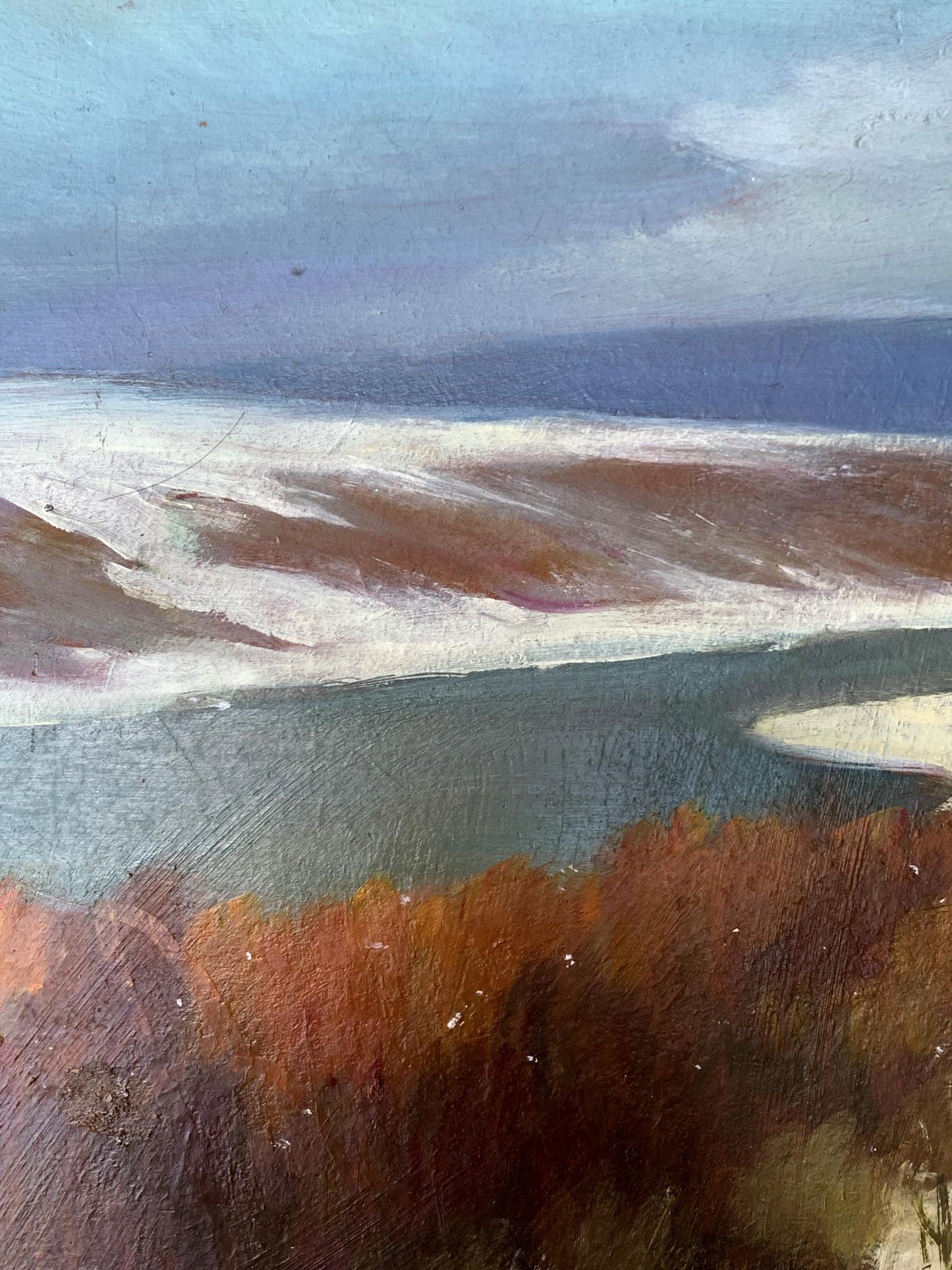 Oil painting The field was covered with snow Mykhailo Burdylo