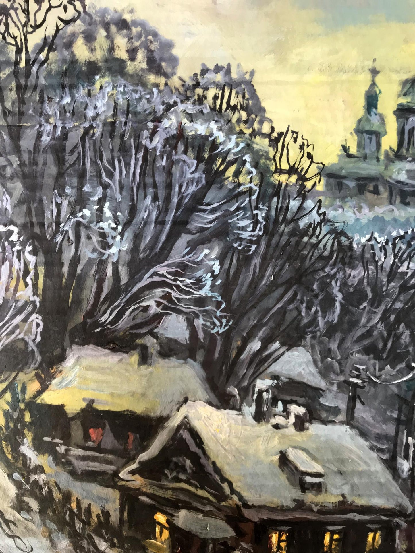 Oil painting People walk through the evening city Alexander Litvinov