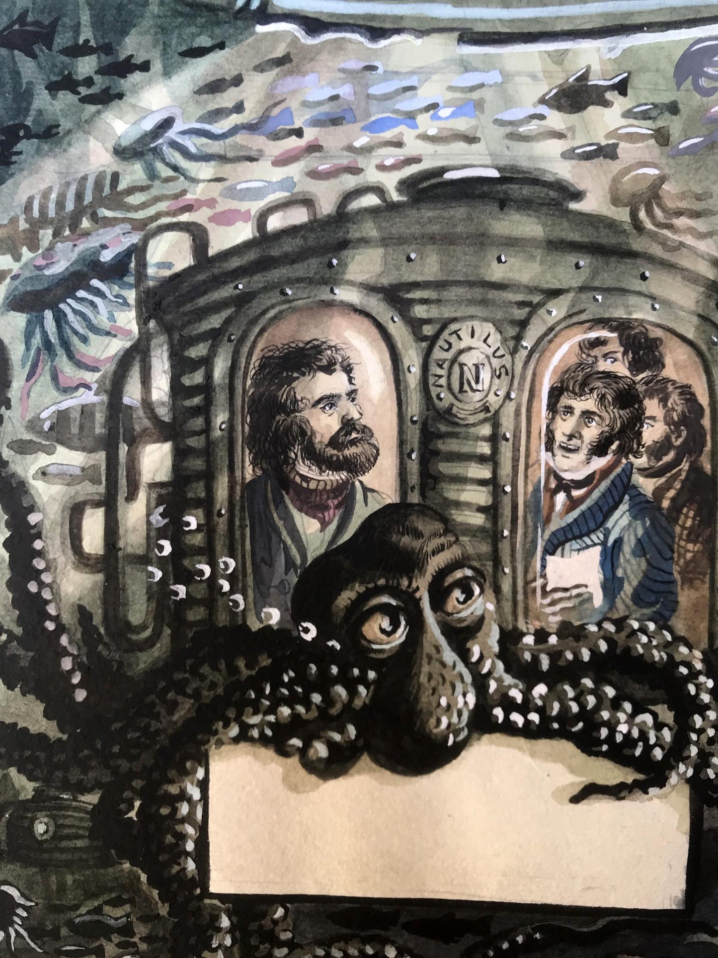 Watercolor painting Undersea world Alexander Arkadievich Litvinov