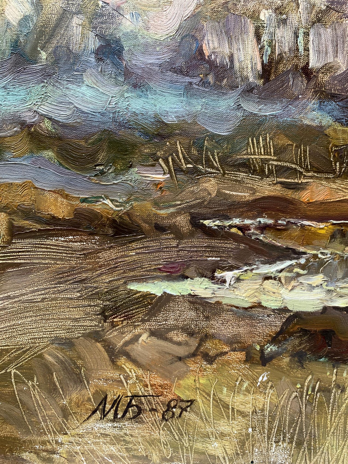 Oil painting Stream in the field Mykhailo Burdylo