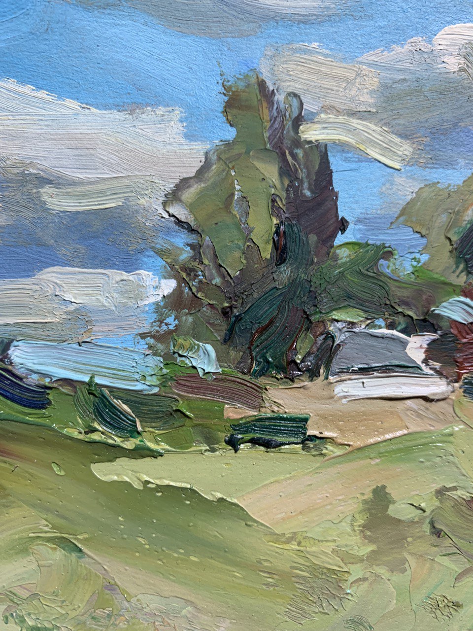 Oil Painting Spring Rural landscape