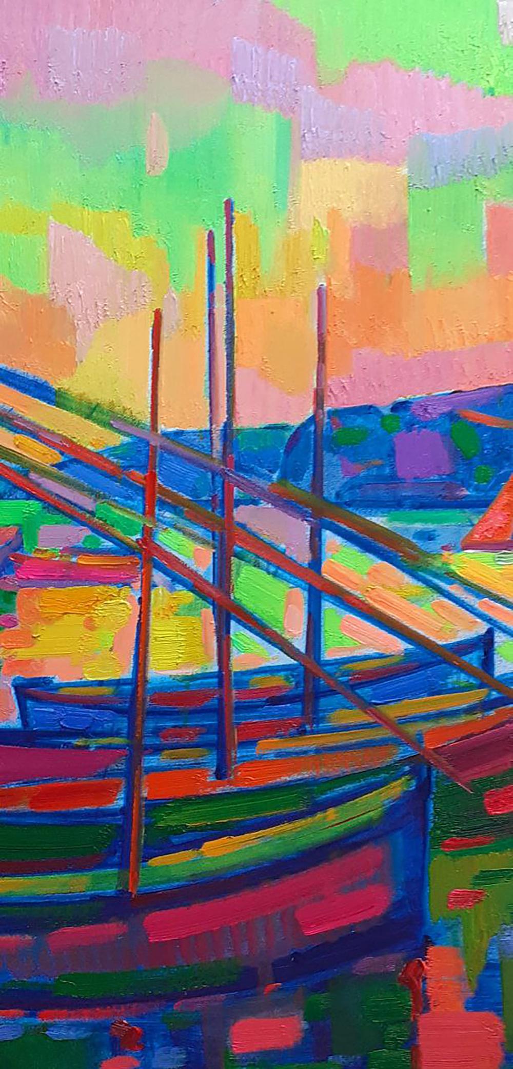 Oil painting On the pier Peter Dobrev
