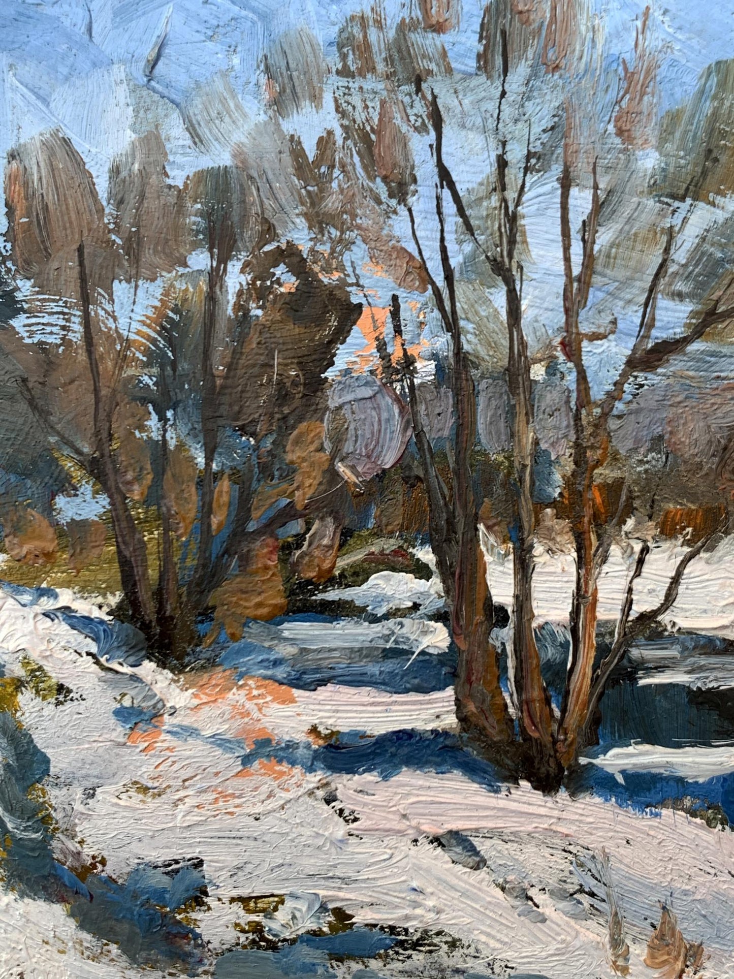 Oil painting Bright winter meadow Leonid Maistrenko