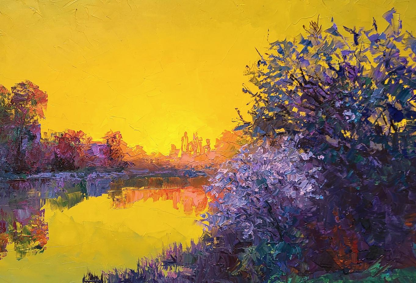 Oil painting Evening by the river Boris Serdyuk