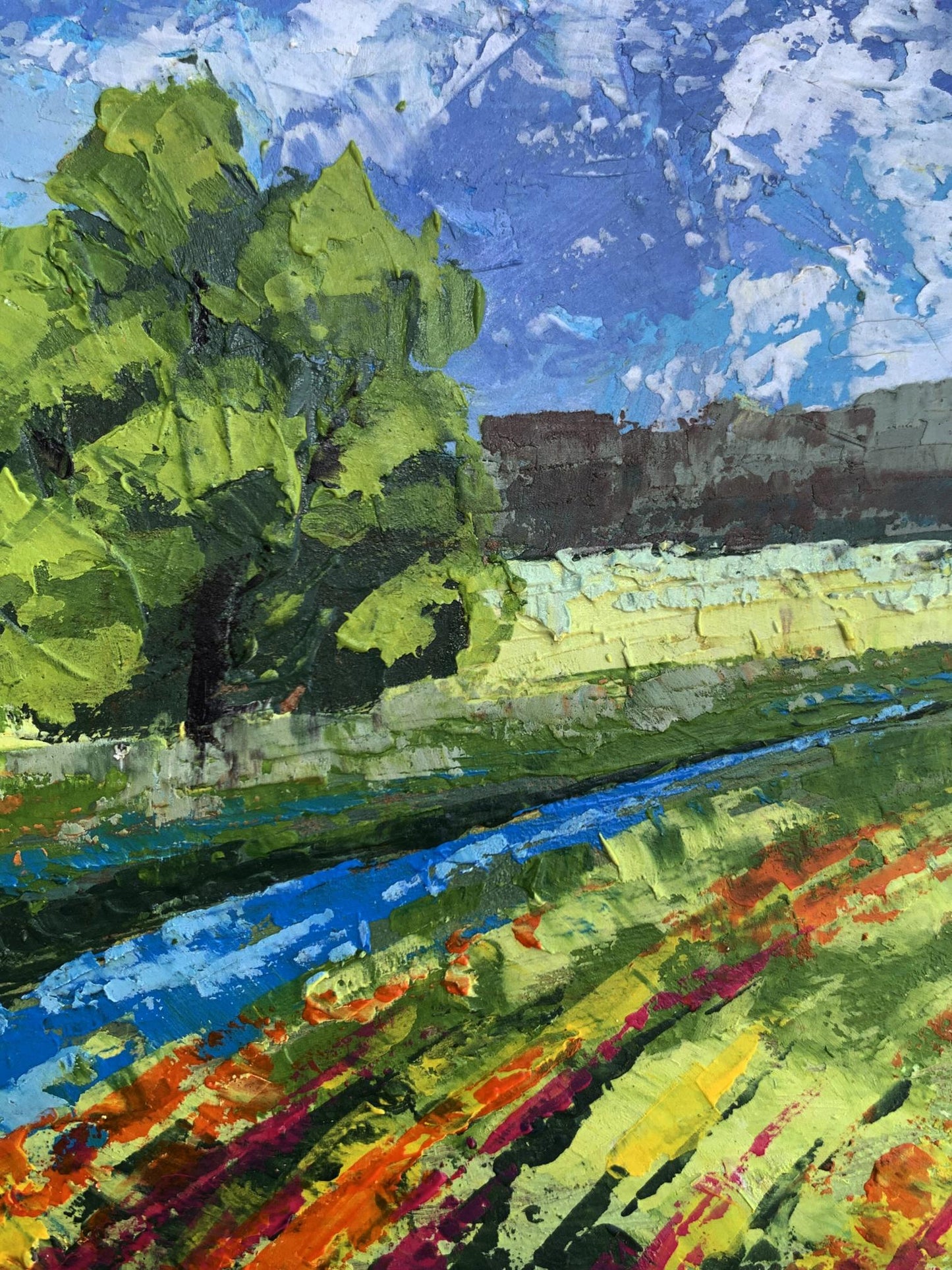 Oil painting Green fields under clear skies V. Zadorozhnya