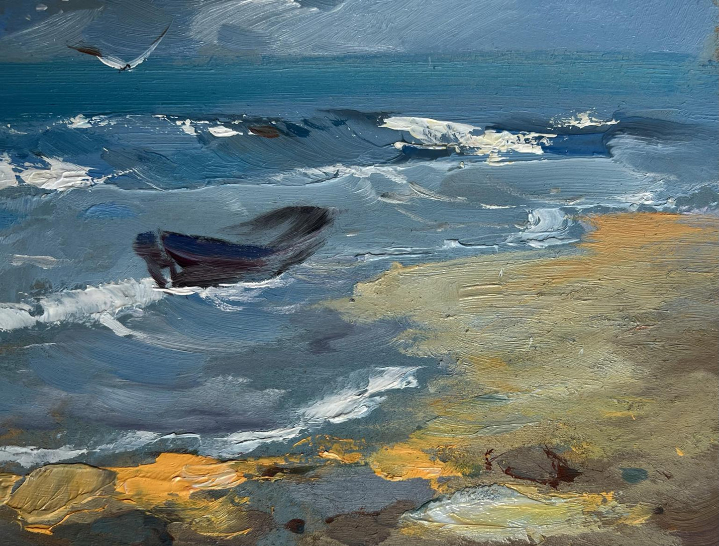 OIl painting Seagulls on the seashore Yuriy Suprunchuk