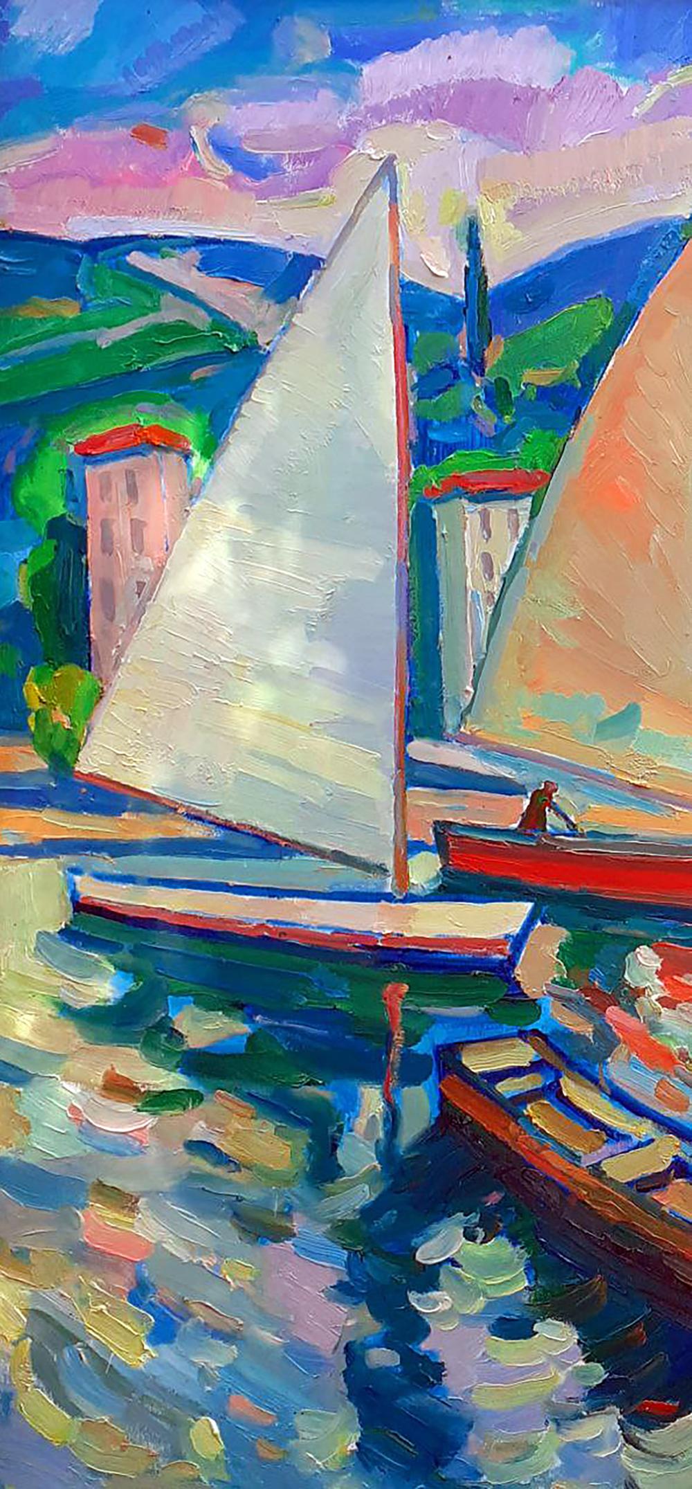 Oil painting Under sail Peter Dobrev