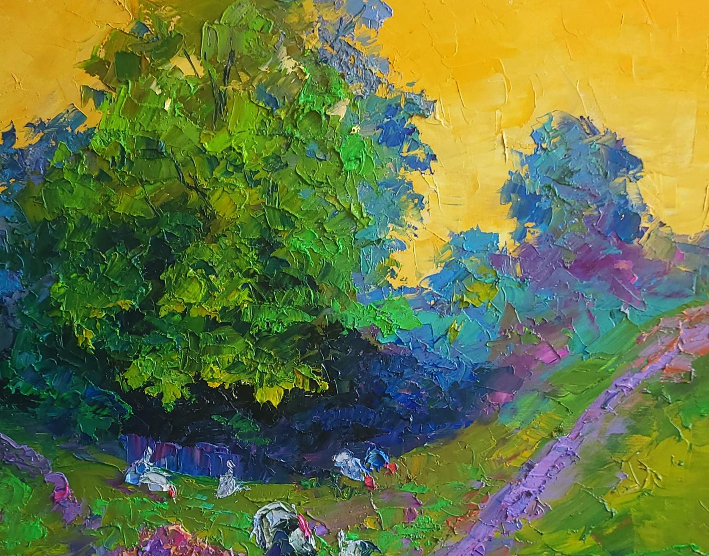 Oil painting Evening and yellow sunset Boris Serdyuk