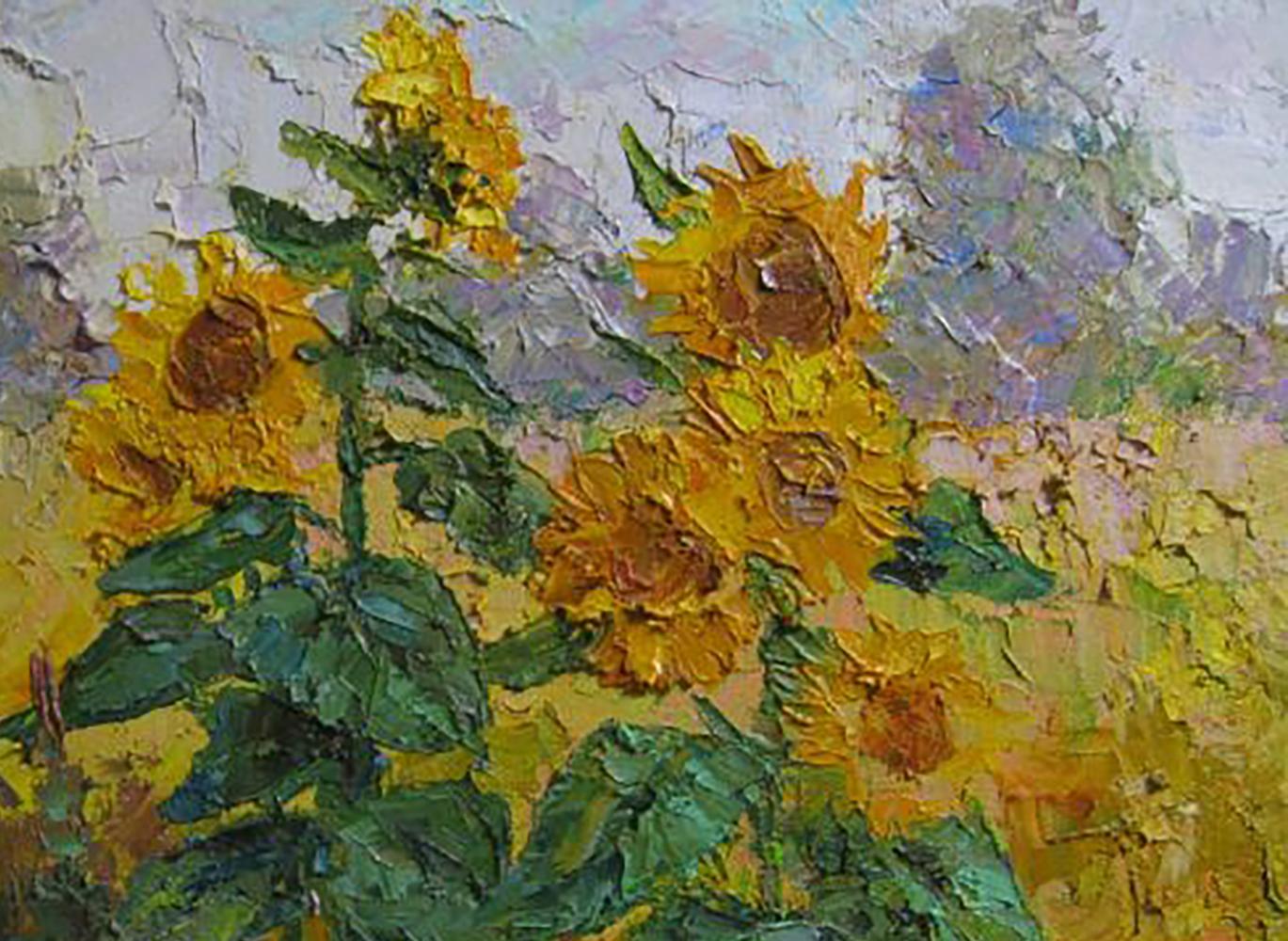 Oil painting Sunflowers in the field Serdyuk Boris Petrovich