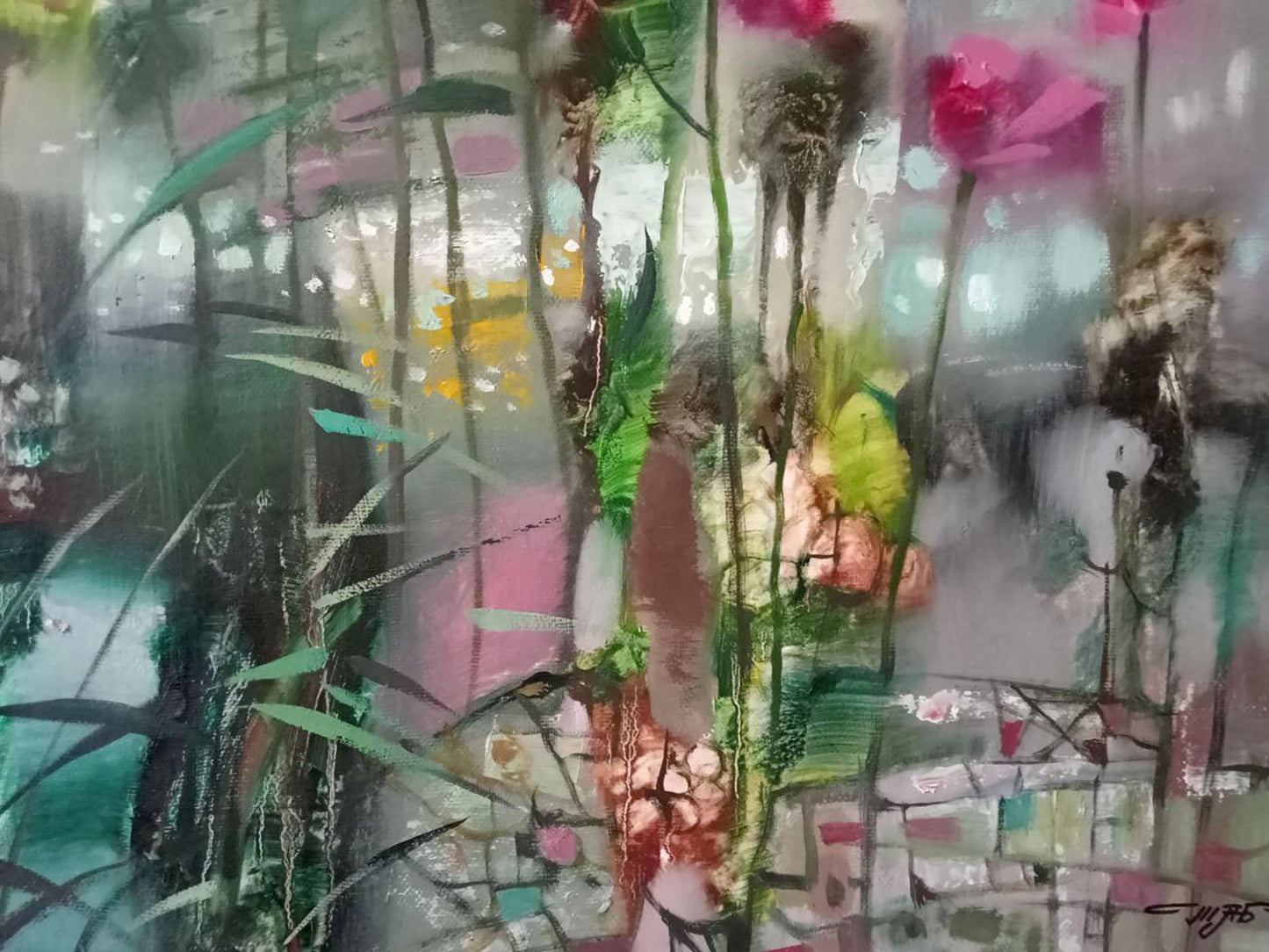 Evening Bouquet captured on canvas in abstract oil by Anatoly Borisovich Tarabanov