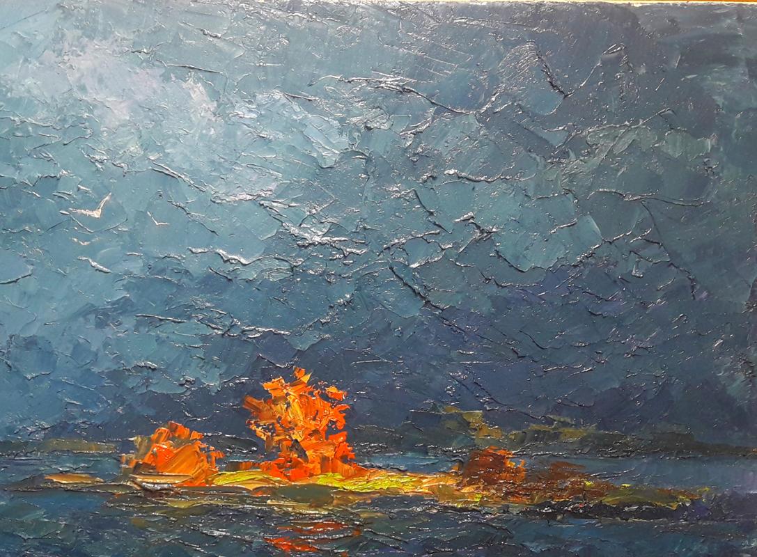 Oil painting Bad weather on the Dnieper Serdyuk Boris Petrovich