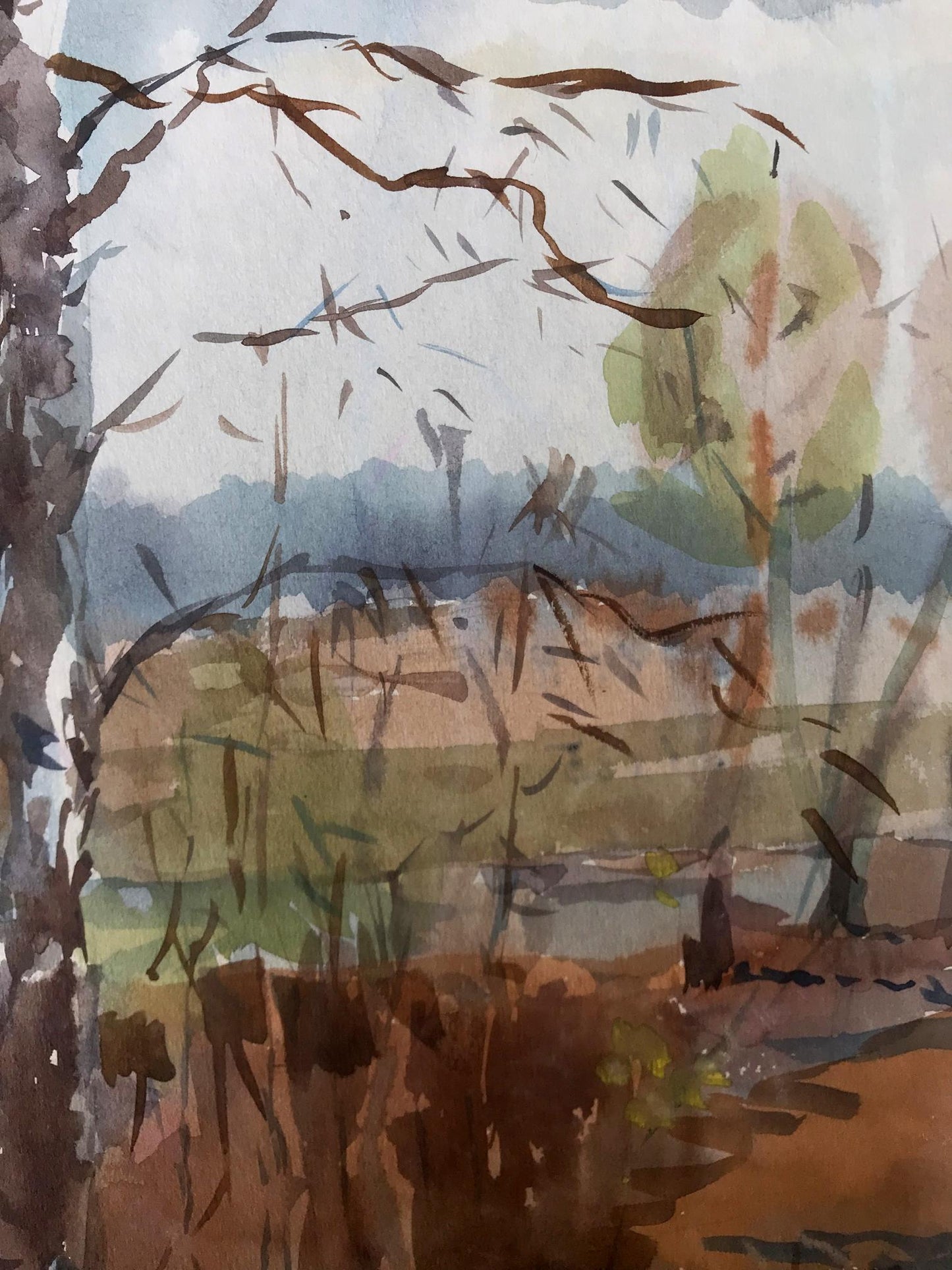 Watercolor painting Autumn day Litvinov Oleg Arkad'yevich