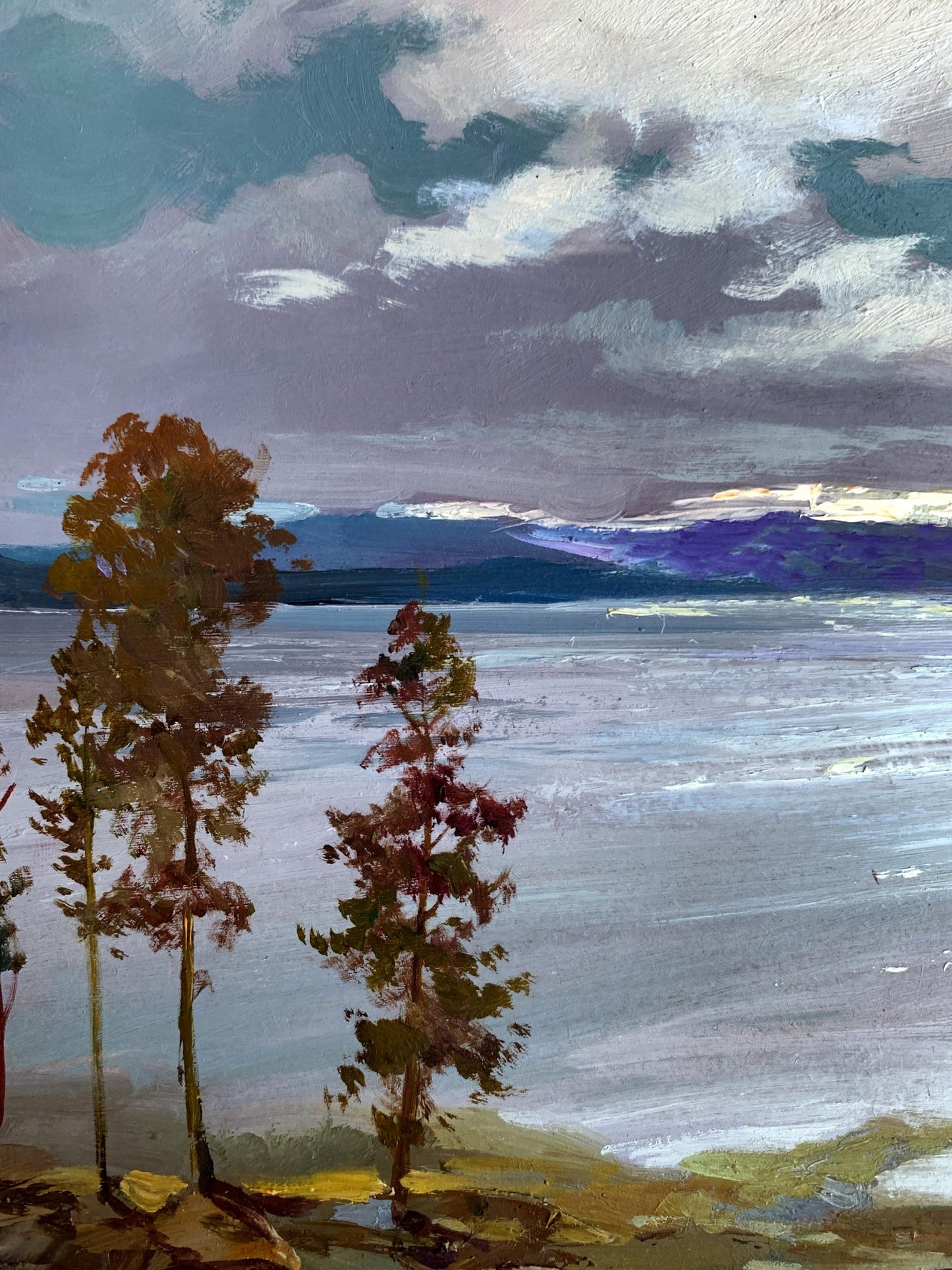 OIl painting The river washes the mountains Yuriy Suprunchuk