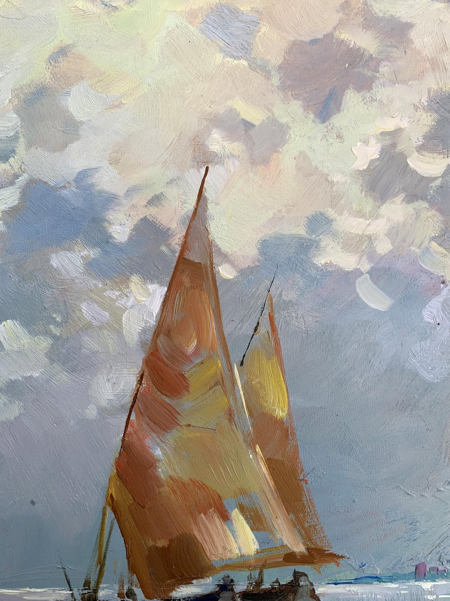 OIl painting Two sailboats at sea Yuriy Suprunchuk