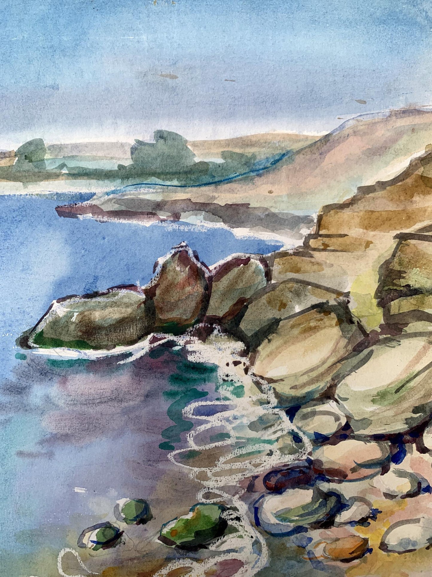 Watercolor painting On the seashore Unknown artist