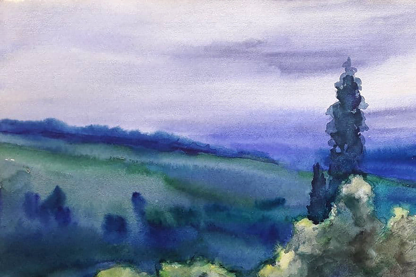 Watercolor painting Carpathian spaces Serdyuk Boris Petrovich