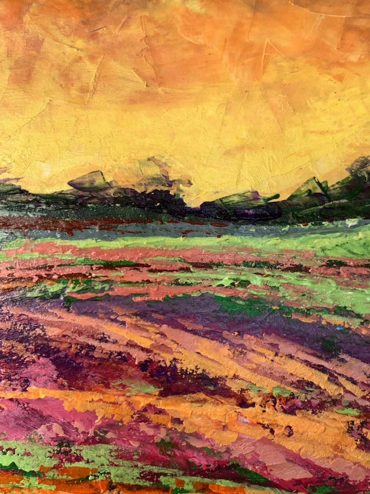 Oil painting Sunset behind the forest V. Zadorozhnya