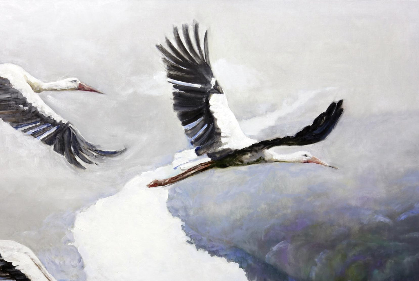 The oil painting by Varvarov Anatoly Viktorovich showcases a river's movement