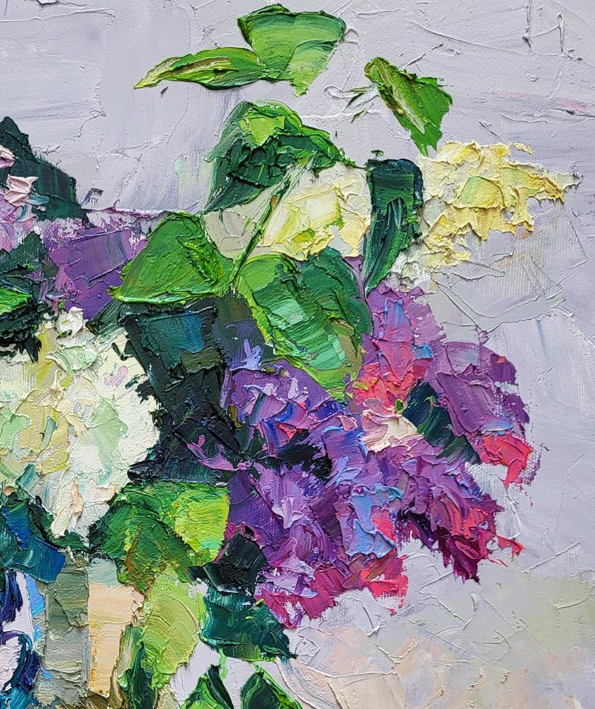 Oil painting Lilac in a flowerpot Boris Serdyuk