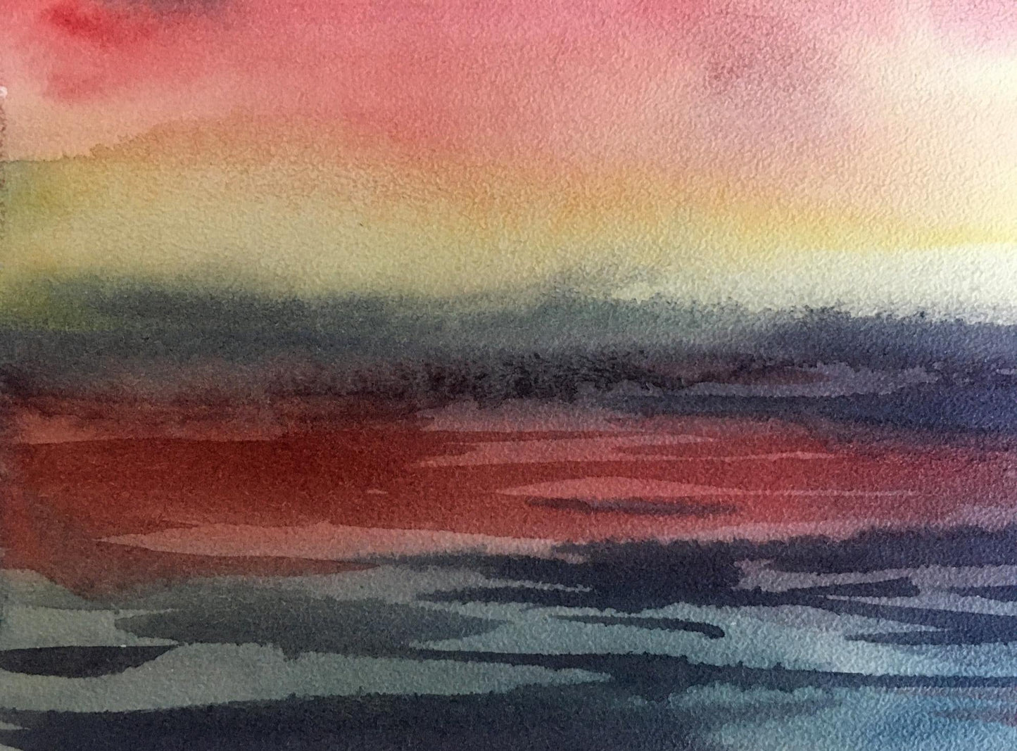 Watercolor painting Sunset in the Black Sea Svetlana Gramm