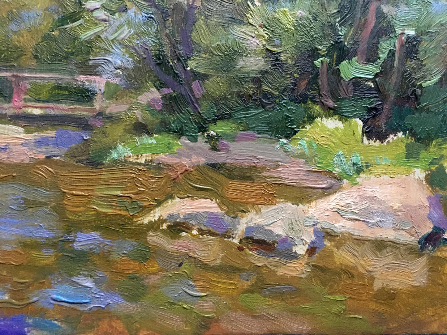 Oil painting Bridge over river Batrakov Vladimir Grigorievich