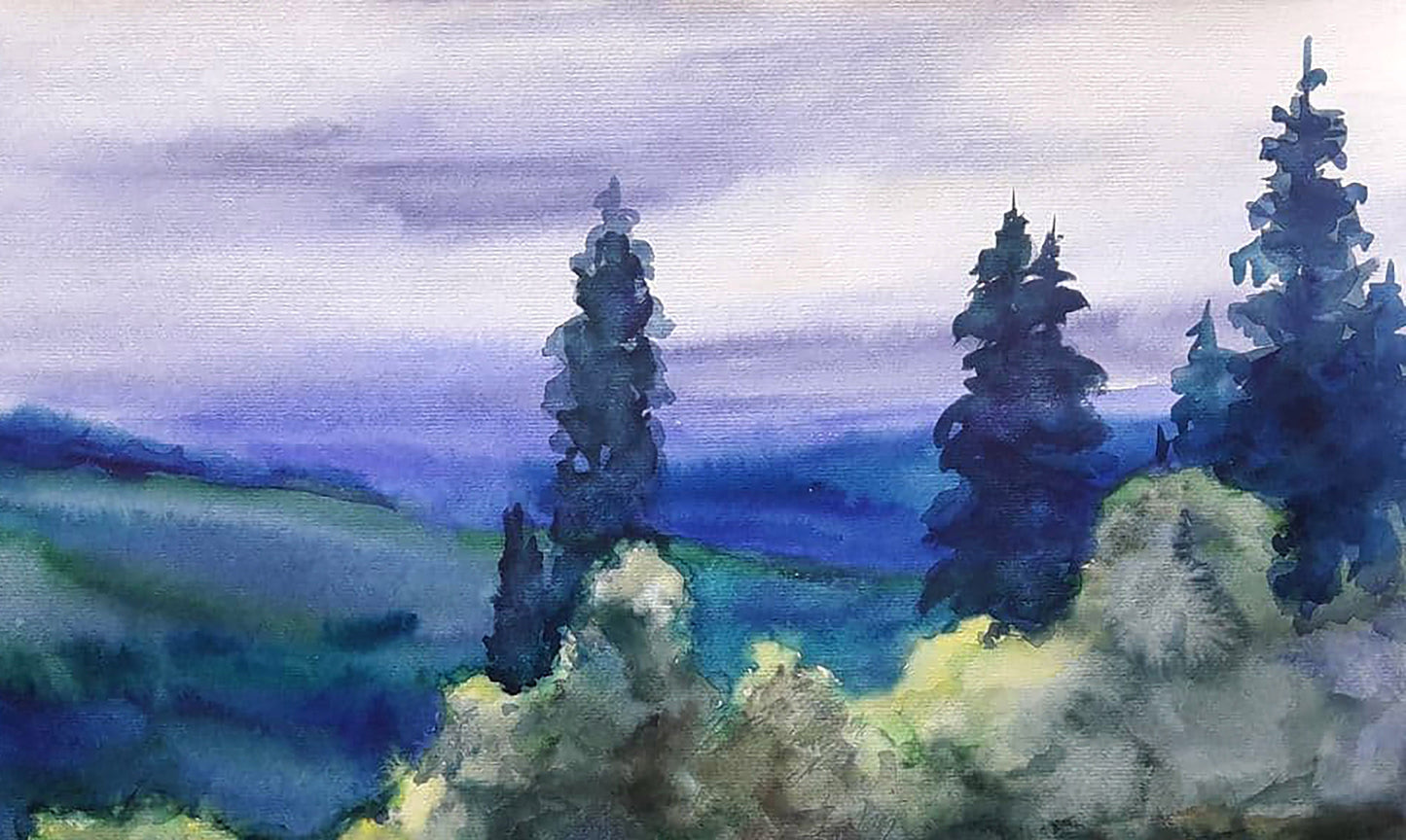 Watercolor painting Carpathian spaces Serdyuk Boris Petrovich