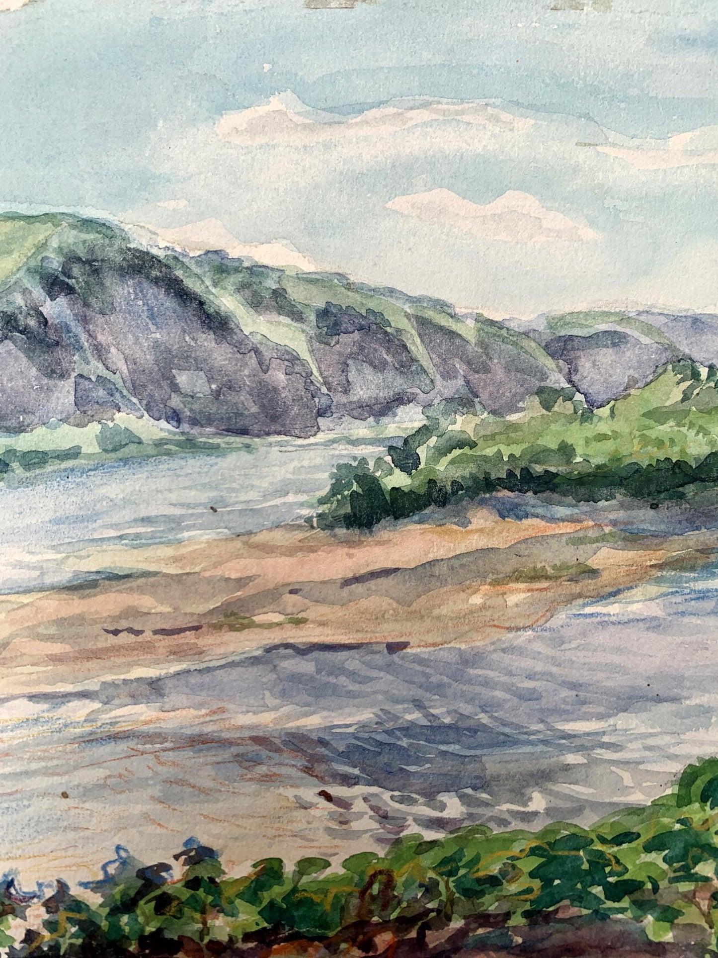 Watercolor painting Mountain stream O. Umansky