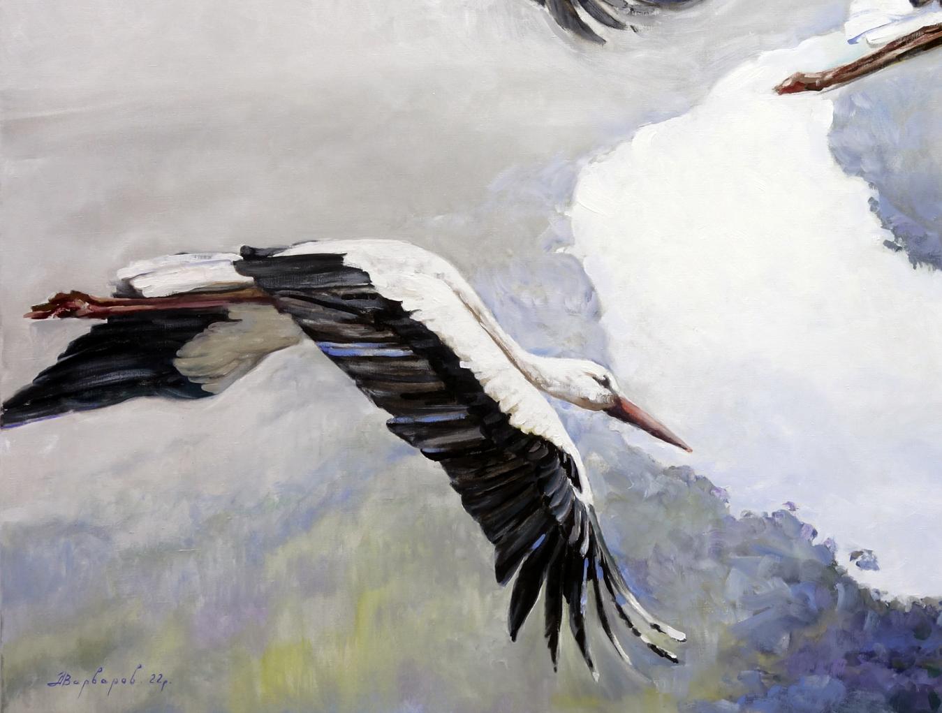 Anatoly Viktorovich Varvarov's oil piece portrays the motion of a river